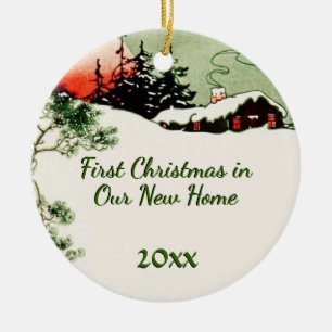 Décoration En Céramique Nouveau cabine de Noël de pays de la maison   de