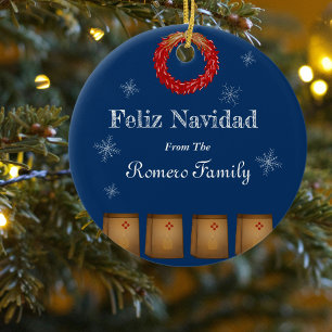 Décoration En Céramique Nouveau-Mexique luminaria farolito Zia neige