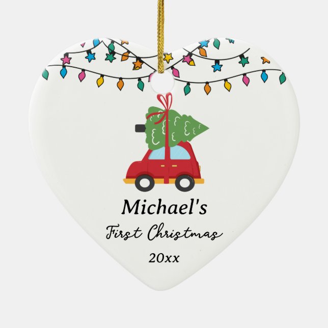 Décoration En Céramique Nouvel arbre de voiture de Noël du bébé Nom person (Dos)