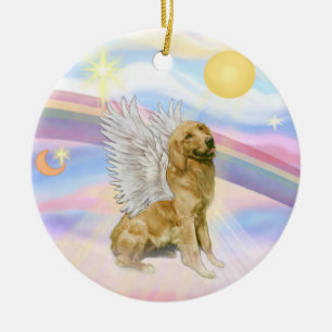 Décoration En Céramique Nuages - Golden Retriever Ange (B1)