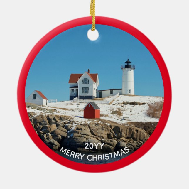 Décoration En Céramique Nubble Red Year Atlantic Ocean Maine Lighthouse (Dos)