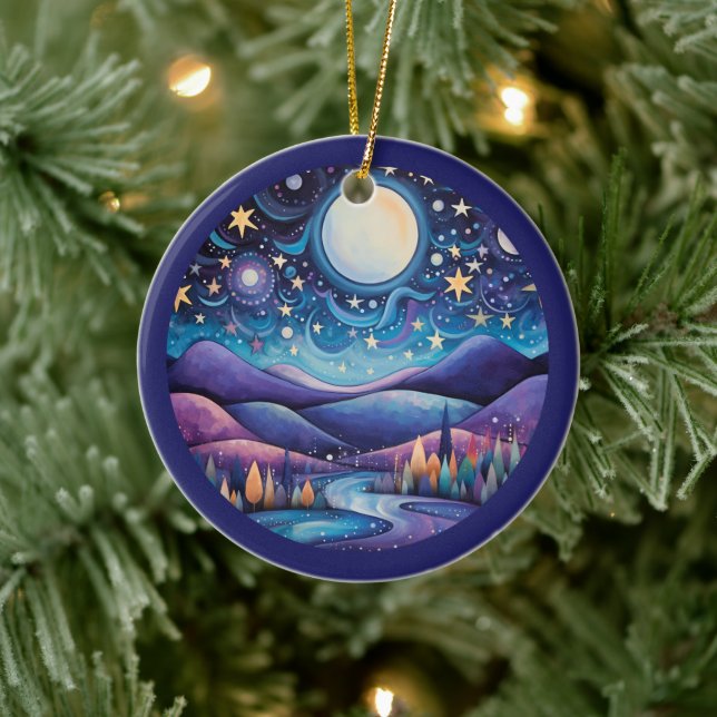 Décoration En Céramique Nuit lunaire Big Moon Paysage (Arbre)