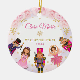 Décoration En Céramique Nutcracker Baby 1er First Christmas Blush Floral