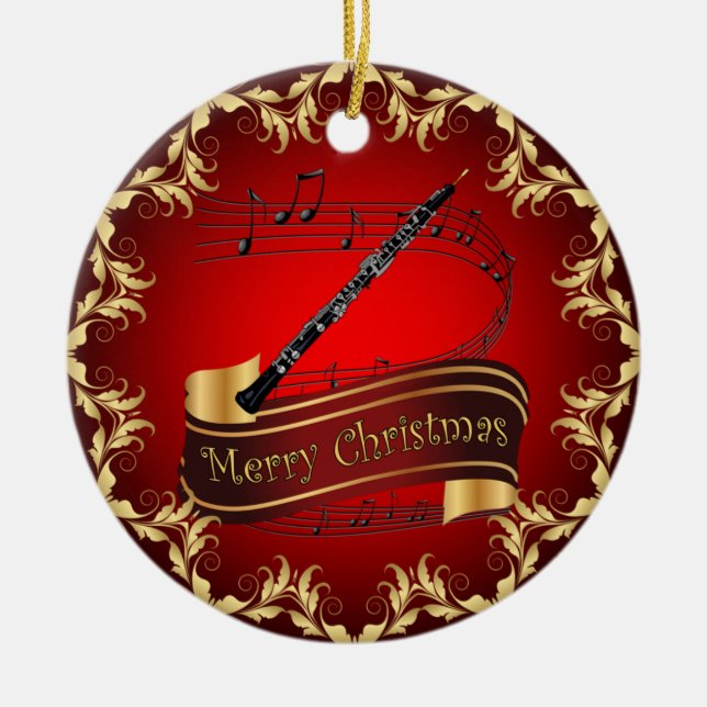 Décoration En Céramique Oboe ~ Scroll musical ~ Joyeux Noël ~ * ~ (Devant)