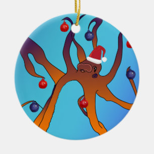 Décoration En Céramique Octopus Art Joyeux Noël