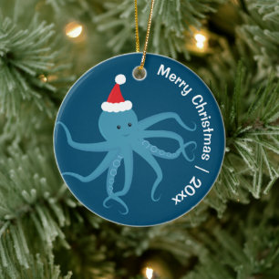 Décoration En Céramique Octopus Père Noël Joyeux Noël
