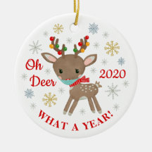 Oh Deer Quel Rinder D'Un An Avec Le Masque Noël