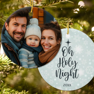 Décoration En Céramique Oh Holy Night Custom Photo Religieuse Noël
