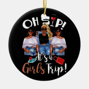 Décoration En Céramique Oh, Sip It's A Girl Trip Fun Wine Party Black Wome