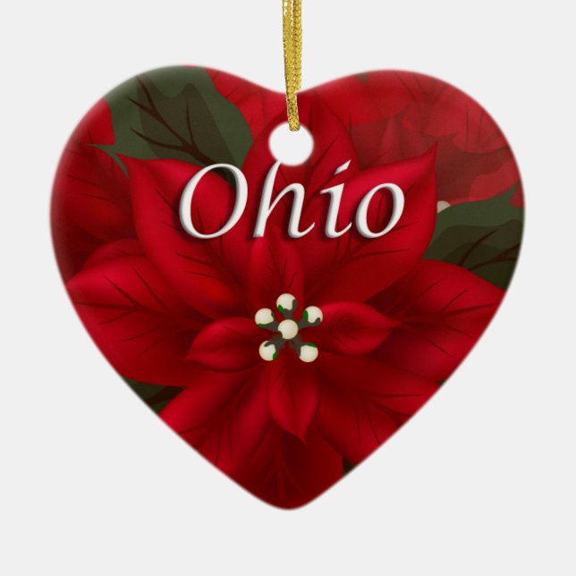 Décoration En Céramique Ohio Red Poinsettia Heart Keepsaké (Devant)