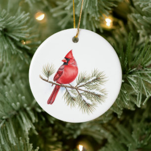 Décoration En Céramique Oiseau Cardinal Aquarelle Noël Fête pour les Amour
