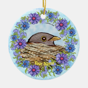 Décoration En Céramique Oiseau dans l'ornement du nid
