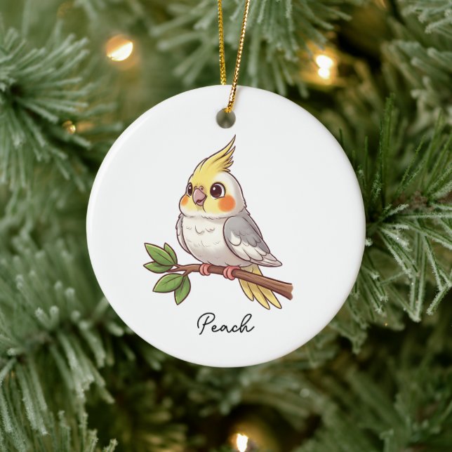 Décoration En Céramique Oiseau de compagnie Cockatiel mignon personnalisé (Arbre)