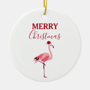 Décoration En Céramique Oiseau de Noël rose Flamant rose avec chapeau de P