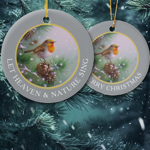 Décoration En Céramique Oiseau d'hiver vintage laissez la nature chanter