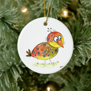 Décoration En Céramique Oiseau jaune mignon
