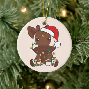 Décoration En Céramique Okapi Noël Animaux d'hiver Vacances Okapis