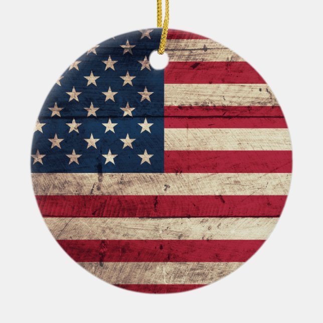 Décoration En Céramique Old wooden American Flag (Devant)