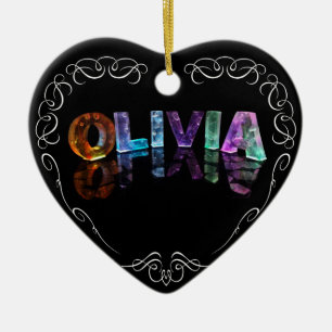 Décoration En Céramique Olivia nommée - nom dans les lumières