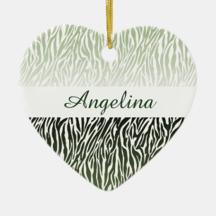 Décoration En Céramique Ombre d'impression Wild Green Zebra