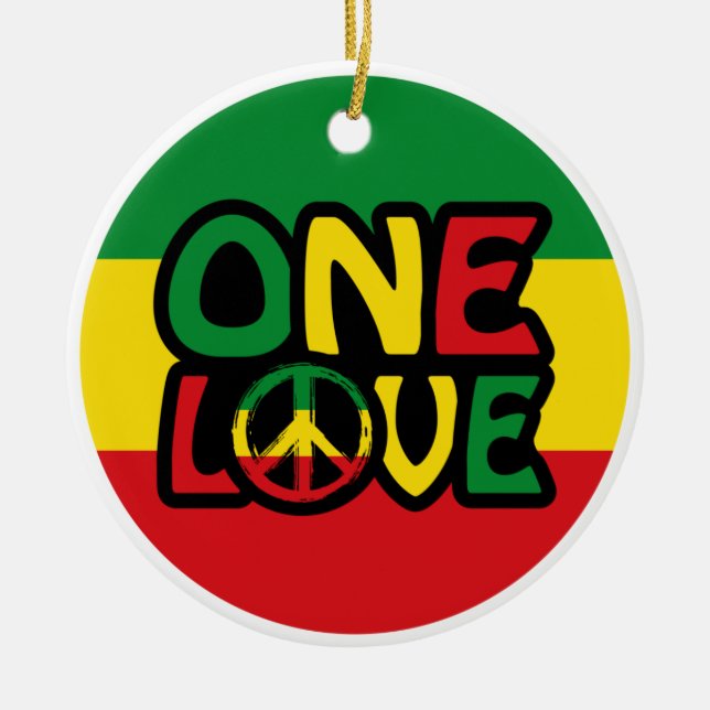 Décoration En Céramique One Love, Reggae design avec des couleurs reggae (Devant)