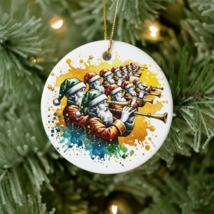 Décoration En Céramique Onze tuyères Douze jours de Noël