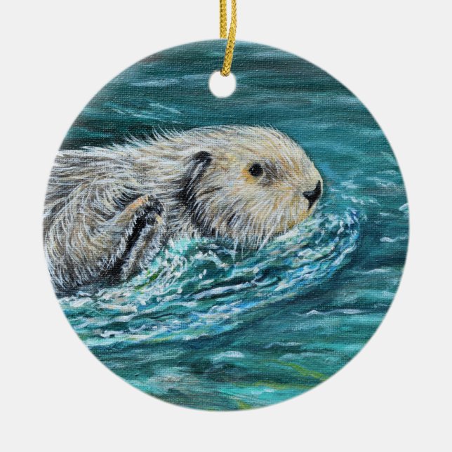 Décoration En Céramique Ooh Goody Lunchtime Sea Otter Peinture (Devant)