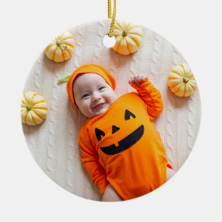 Décoration En Céramique Orange et Black Ma première photo d'Halloween