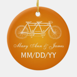Décoration En Céramique Orange tandem de vélo de faveur élégante de