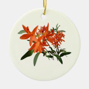 Décoration En Céramique Orchidée Epidendrum orange