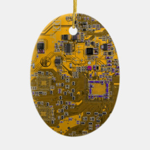 Décoration En Céramique Ordinateur Geek Circuit Board Light Orange