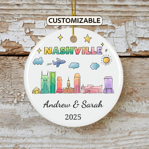 Décoration En Céramique Ordinateur Skyline personnalisé Nashville Ornament