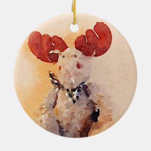 Décoration En Céramique Orignaux mignons d'aquarelle