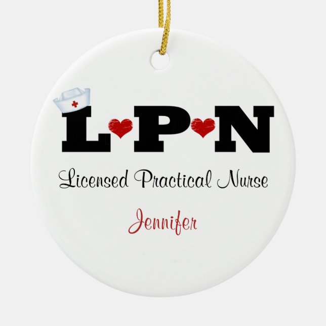 Décoration En Céramique Ornament d'infirmière de LPN personnalisé (Devant)