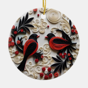 Décoration En Céramique "Ornement d'oiseaux de Noël en cale"