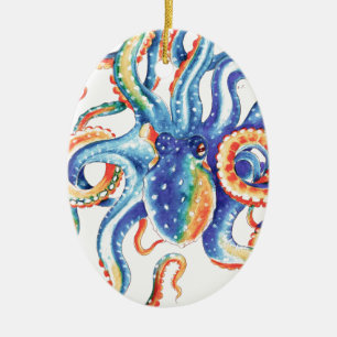 Décoration En Céramique Otopus Tentacles Aquarelle Art coloré