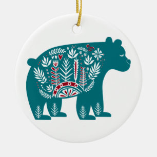 Décoration En Céramique Ours bleu avec des dessins
