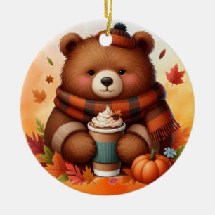 Décoration En Céramique Ours d'automne rustique/vintage