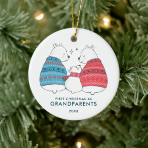 Décoration En Céramique Ours d'hiver Personnalisé 1er Noël en grands-paren