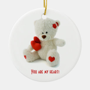 Décoration En Céramique Ours en peluche blanc mignon avec un coeur