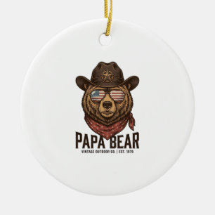 Décoration En Céramique Ours Papa Cowboy Ours Patriote Vintage Vector Des