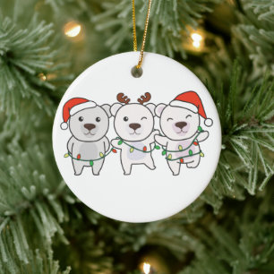 Décoration En Céramique Ours Polaire Animaux de Noël Cute Ours Polaire Cer
