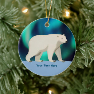 Décoration En Céramique Ours polaire mignon et aurores boréales