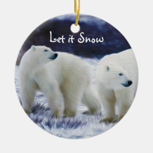 Décoration En Céramique Ours polaires Laisser neiger