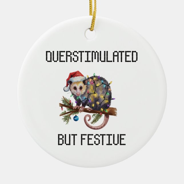 Décoration En Céramique Overstimulated But Festive Possum  (Devant)