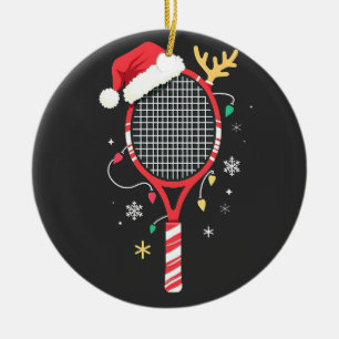 Décoration En Céramique Paddle de tennis avec chapeau de Santa et lumières