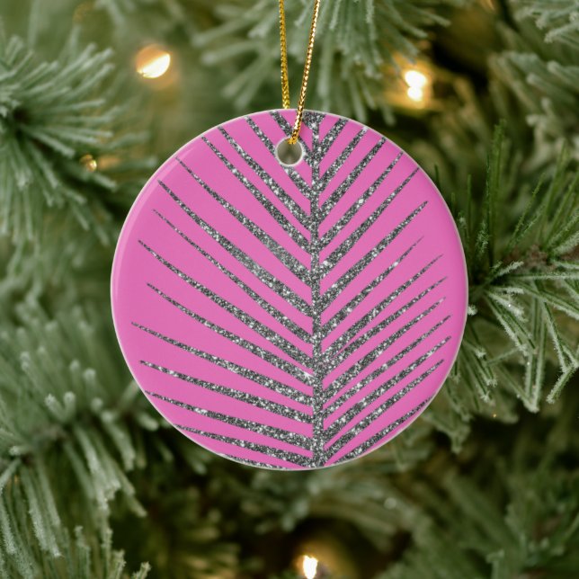 Décoration En Céramique Paillettes Rose Brillantes  (Arbre)