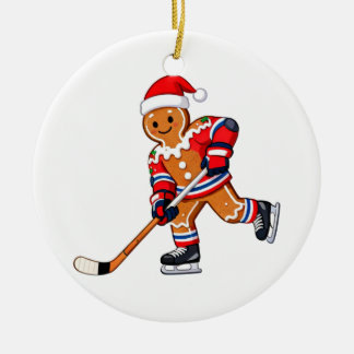 Décoration En Céramique Pain d'épice Hockey Noël Hockey sur glace Sports