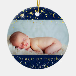 Décoration En Céramique Paix sur Noël du bébé de l'étoile 2-Sided de la