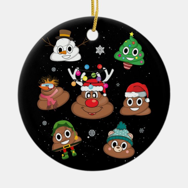 Décoration En Céramique Pajama de Noël Emoji Poop (Devant)